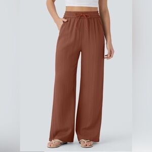HALARA NWT High Waisted Drawstring Side Pocket Wide Leg Casual Pants XS